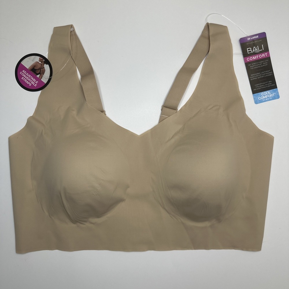Bali Wirefree Bra Comfort Revolution Easylite Beige Nude 2XL DF3496 New